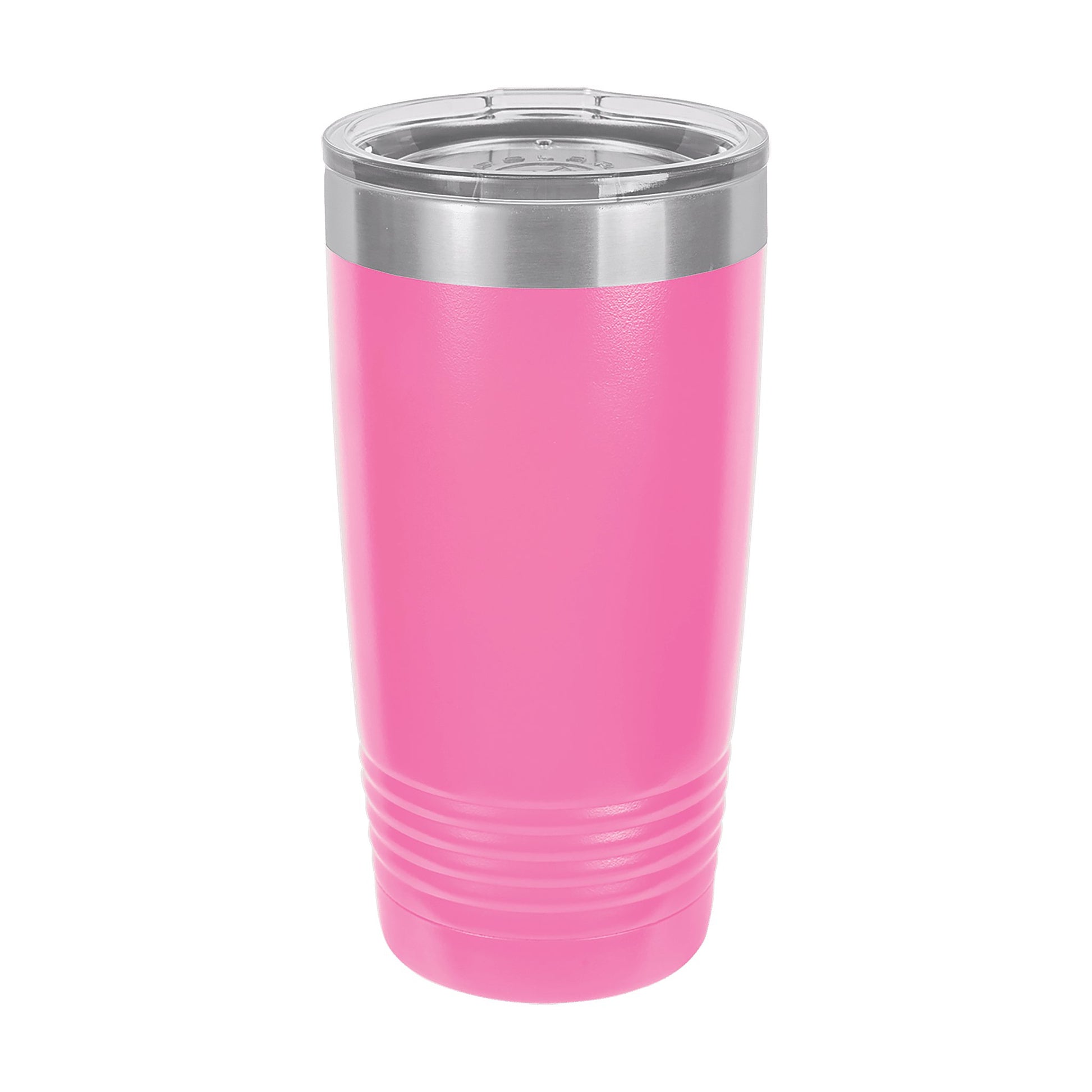 Polar Camel 20 oz. Pink Ringneck Tumbler with Clear Lid — alternate angle showing color and finish detail