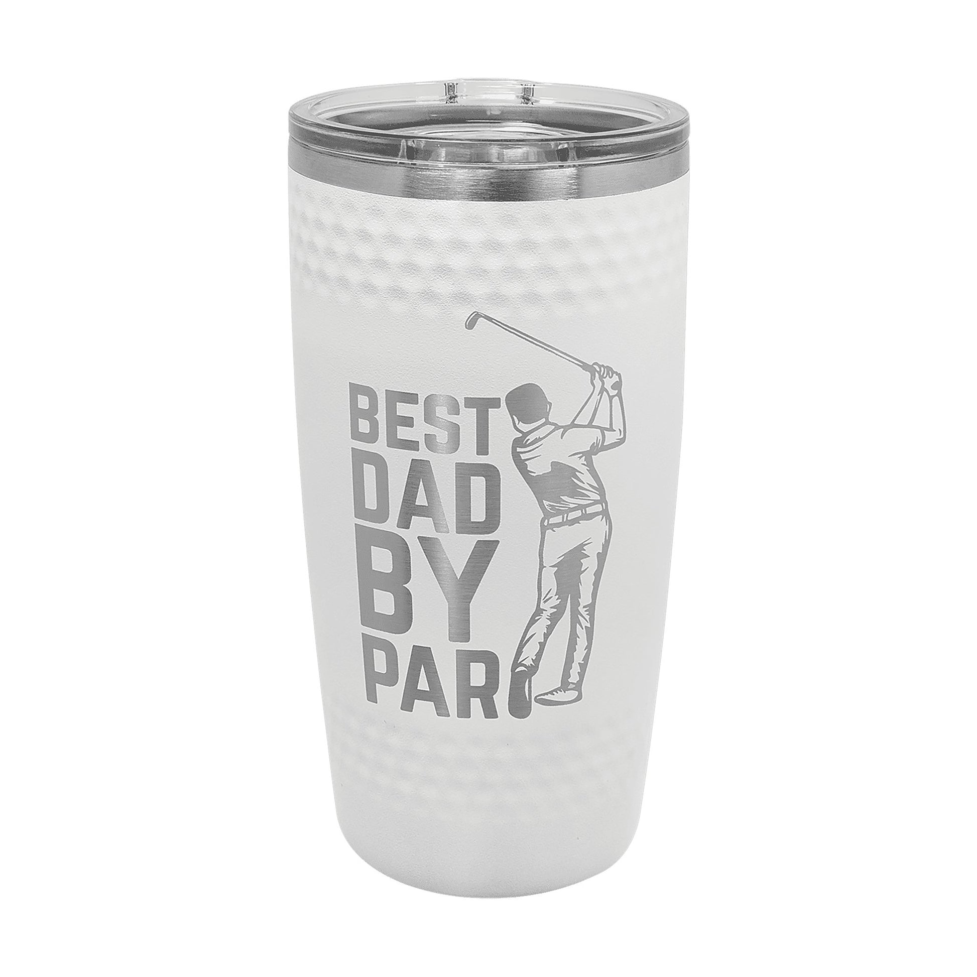 Polar Camel 20 oz. White Golf Tumbler with Dimples and Slider Lid — main product photo, custom laser-engraved tumbler from Echipmunk Winnipeg