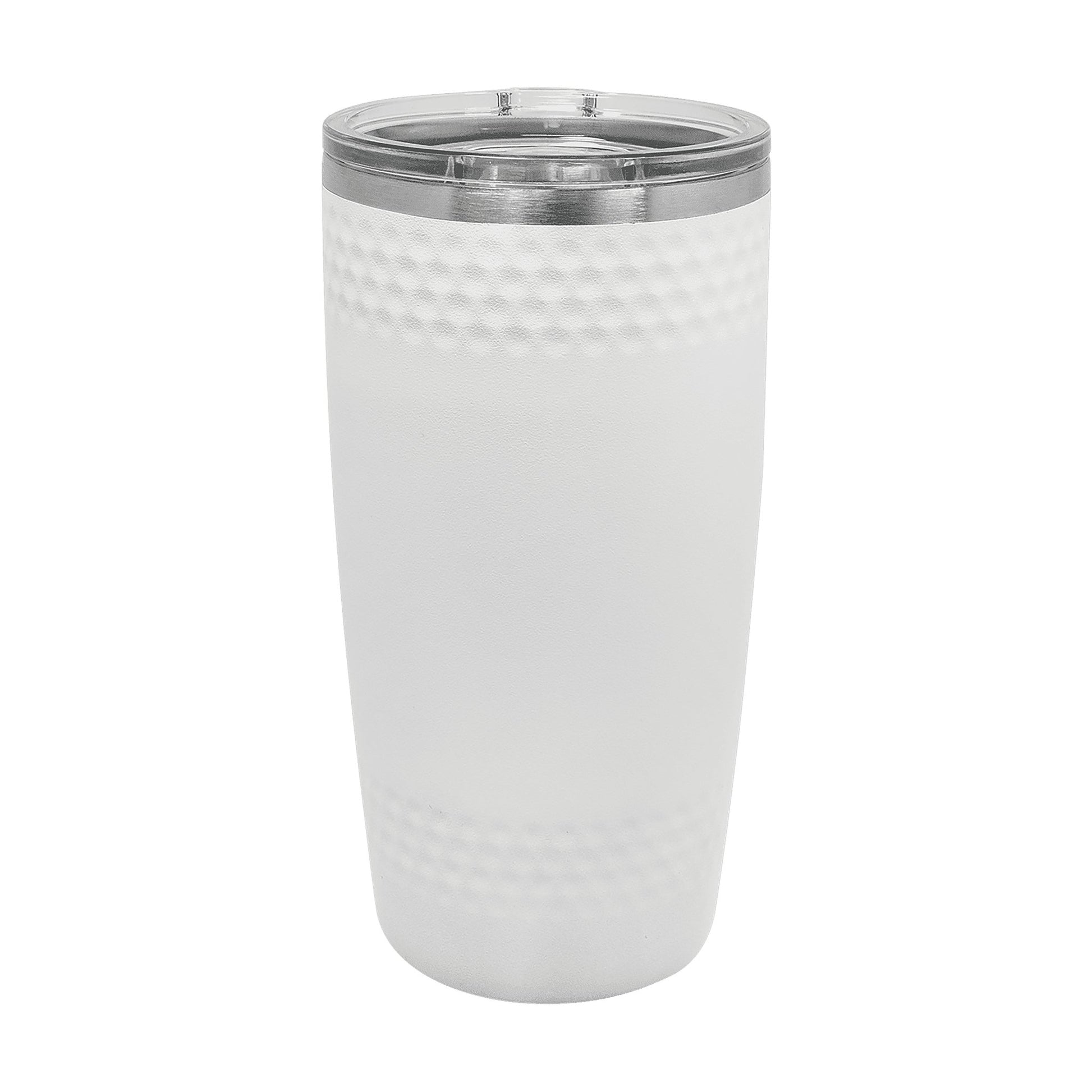Polar Camel 20 oz. White Golf Tumbler with Dimples and Slider Lid — alternate angle showing color and finish detail