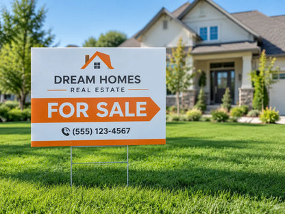 Sample design: custom real estate yard sign on a galvanized H-stake